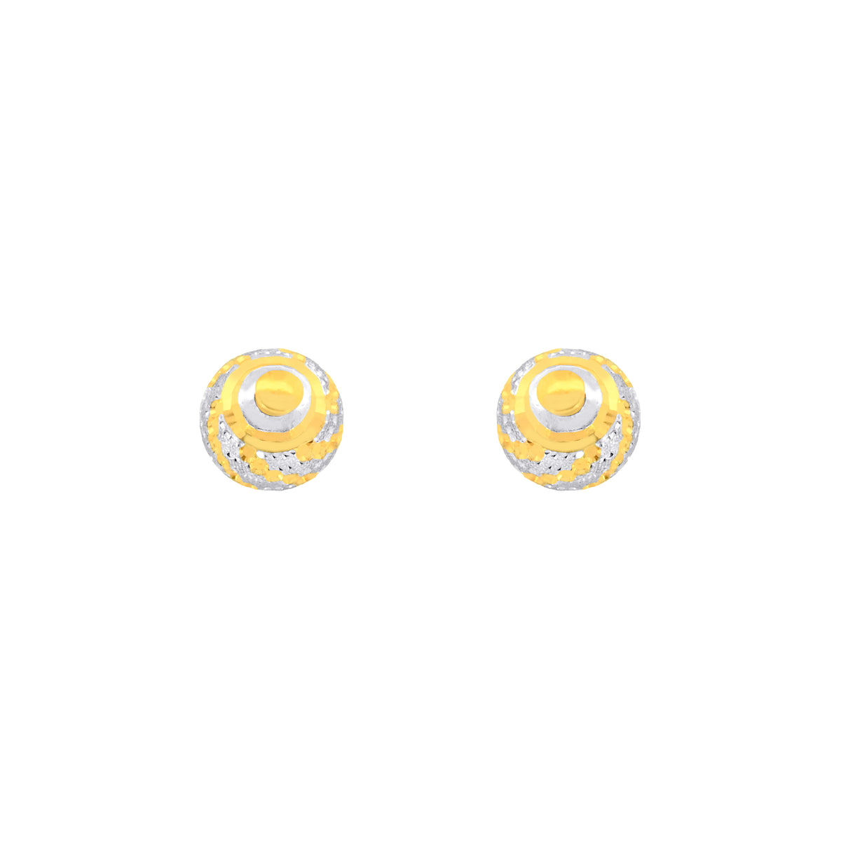 22k Two-Tone Gold Ball-Bead Large Earrings with gold weight of 2.47g