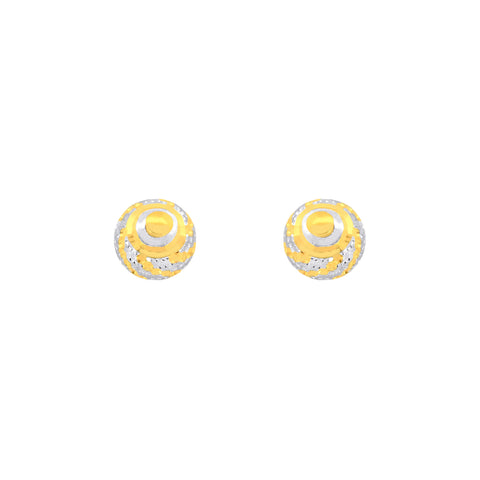 22k Two-Tone Gold Ball-Bead Large Earrings with gold weight of 2.47g