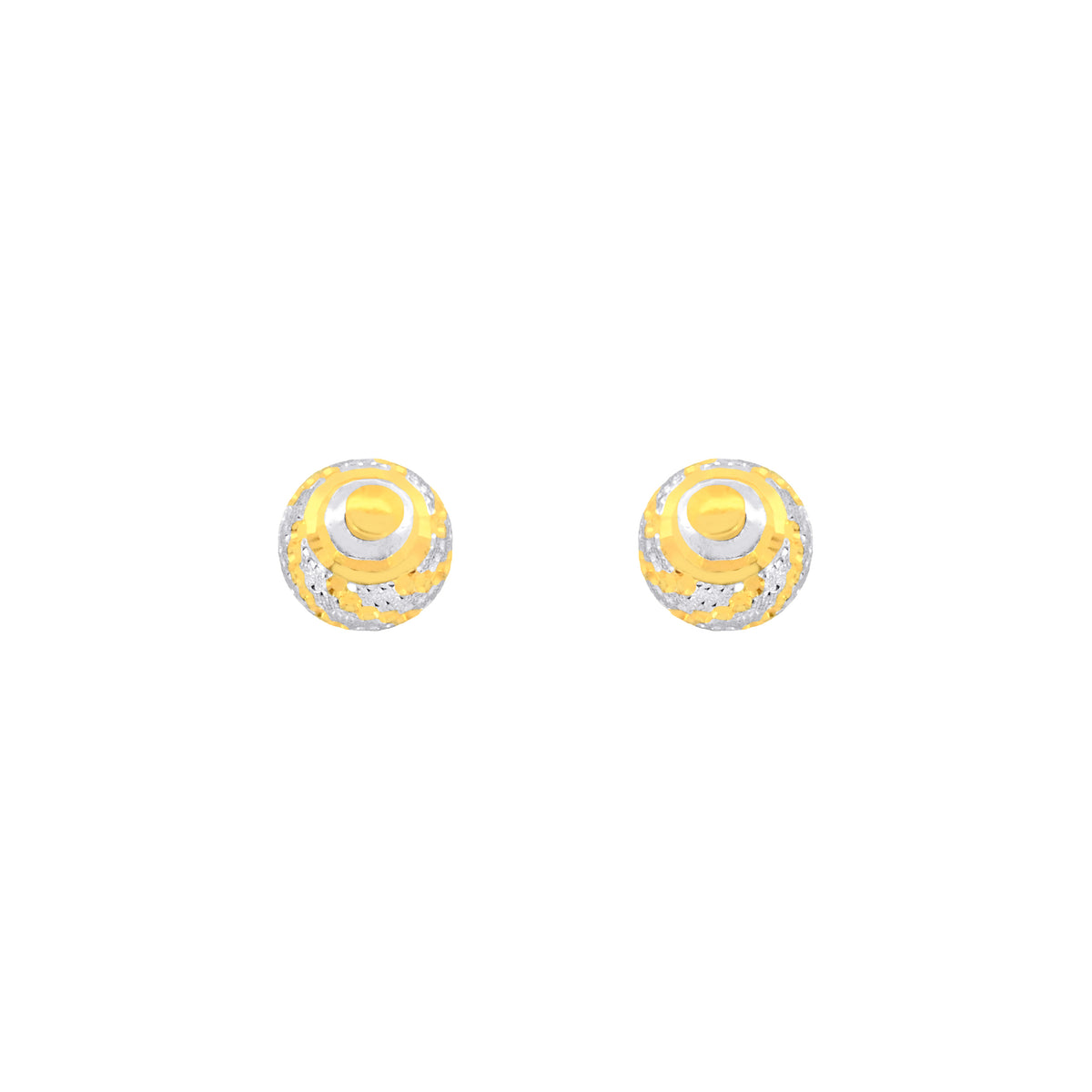 22k Two-Tone Gold Ball-Bead Small Earrings with gold weight of 2.24g