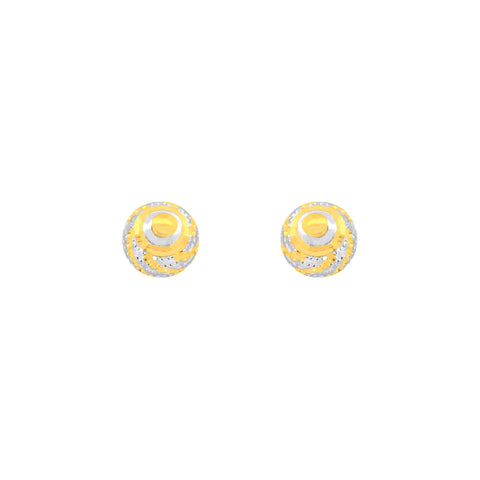 22k Two-Tone Gold Ball-Bead Small Earrings with gold weight of 2.24g