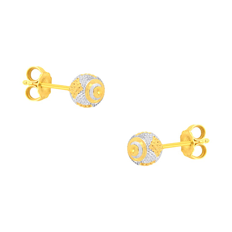 22k Two-Tone Gold Ball-Bead Large Earrings with gold weight of 2.44g