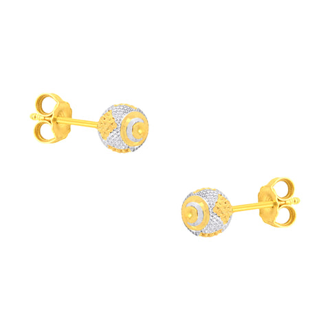 22k Two-Tone Gold Ball-Bead Medium Earrings with gold weight of 2.11g