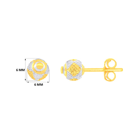 22k Two-Tone Gold Ball-Bead Medium Earrings with gold weight of 2.18g