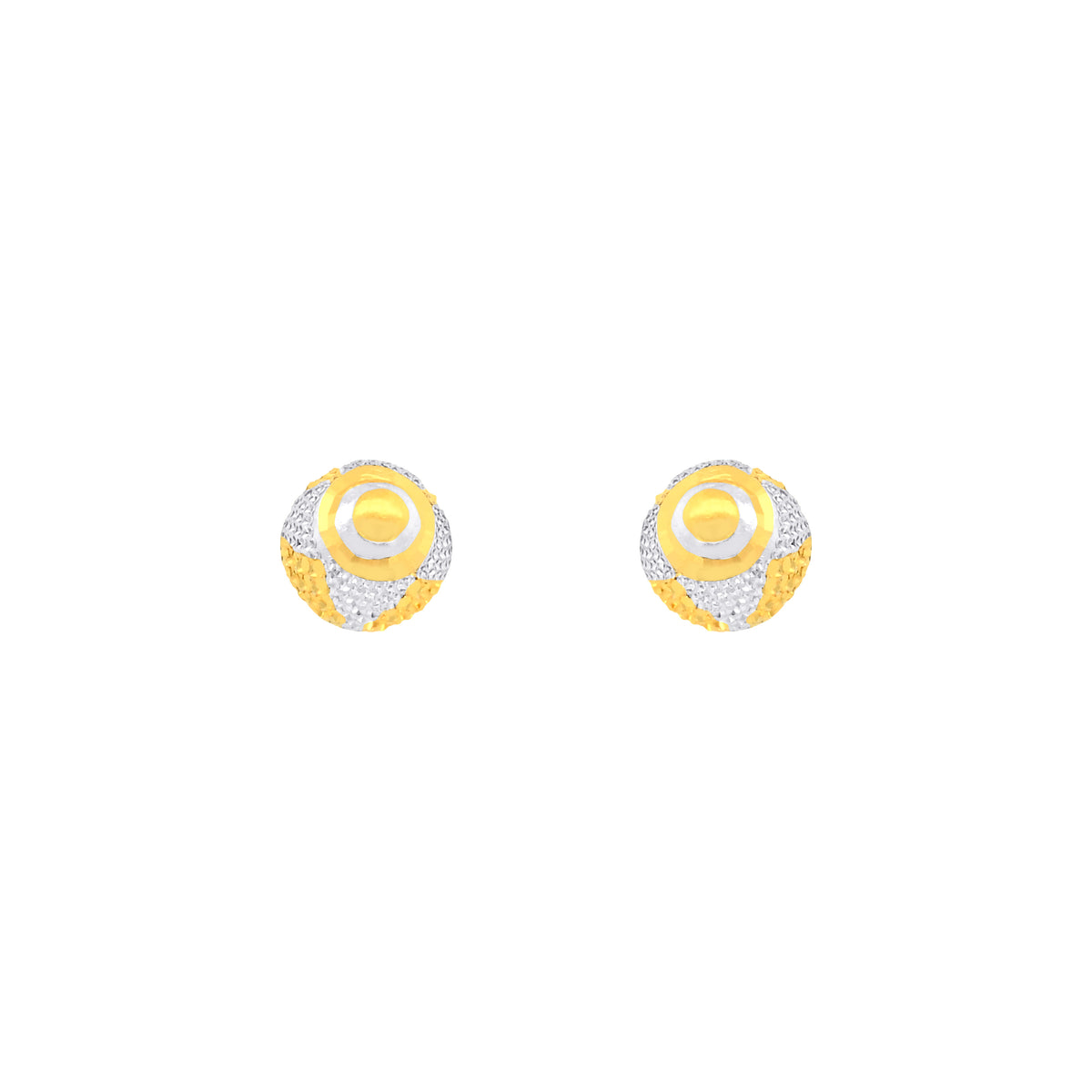 22k Two-Tone Gold Ball-Bead Medium Earrings with gold weight of 2.11g