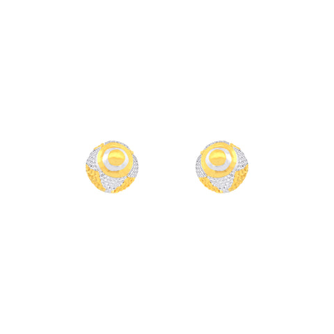 22k Two-Tone Gold Ball-Bead Medium Earrings with gold weight of 2.18g