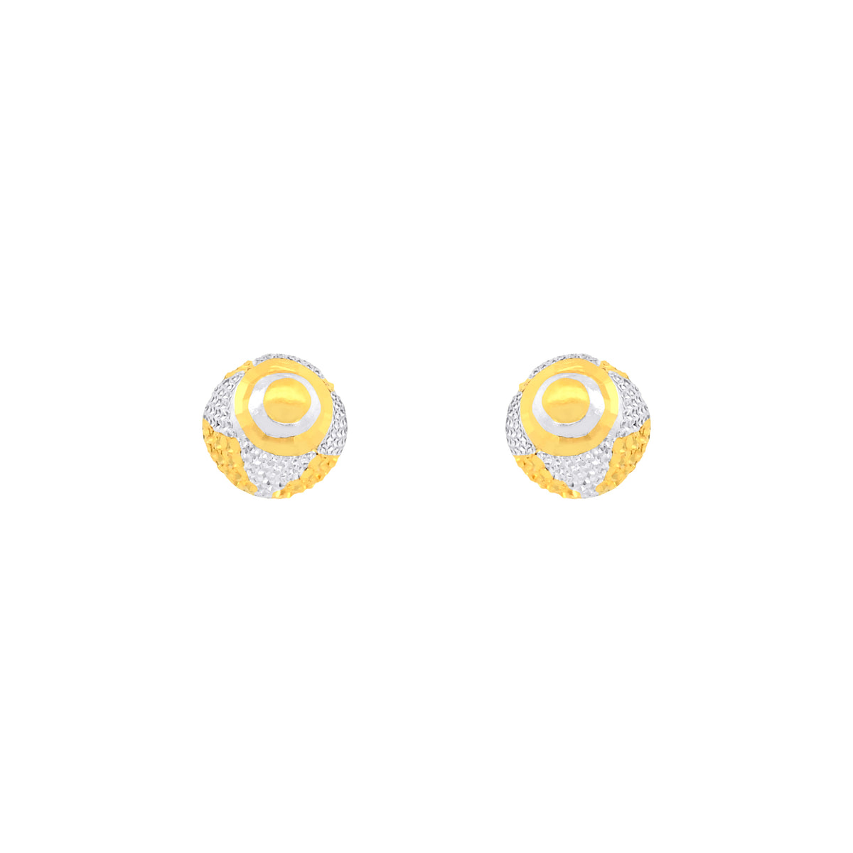 22k Two-Tone Gold Ball-Bead Large Earrings with gold weight of 2.44g