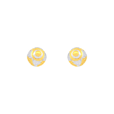 22k Two-Tone Gold Ball-Bead Large Earrings with gold weight of 2.44g