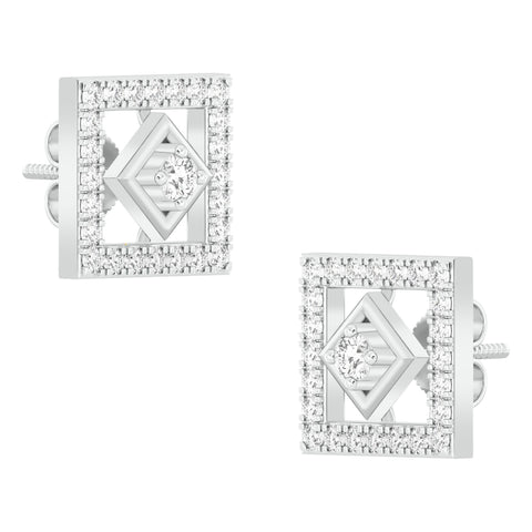 18k White Gold and Diamond Stud with gold weight of 3.36g