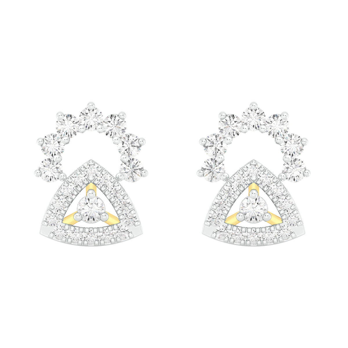 18k Yellow Gold and Diamond Stud with gold weight of 2.32g