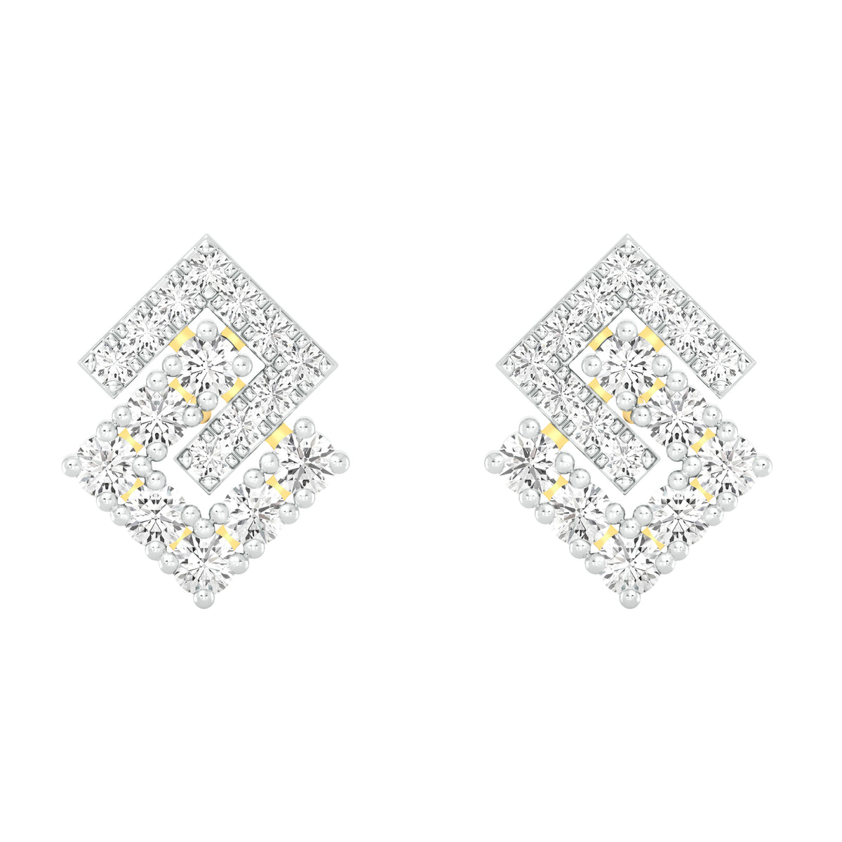 18k Yellow Gold and Diamond Stud with gold weight of 2.44g