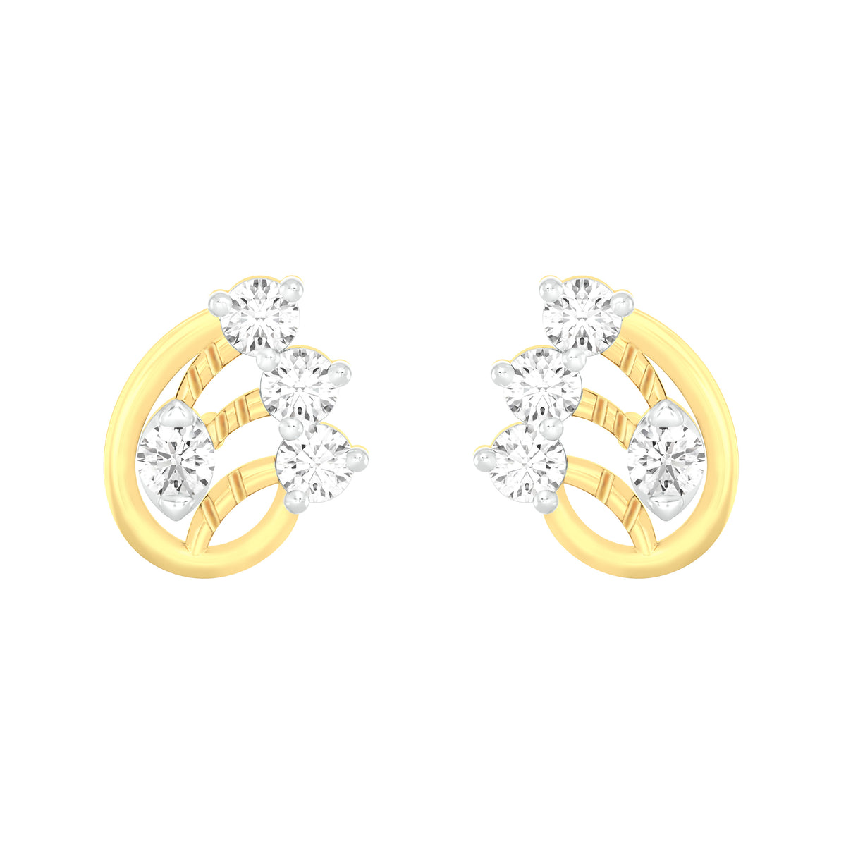 18k Yellow Gold and Diamond Stud with gold weight of 1.82g