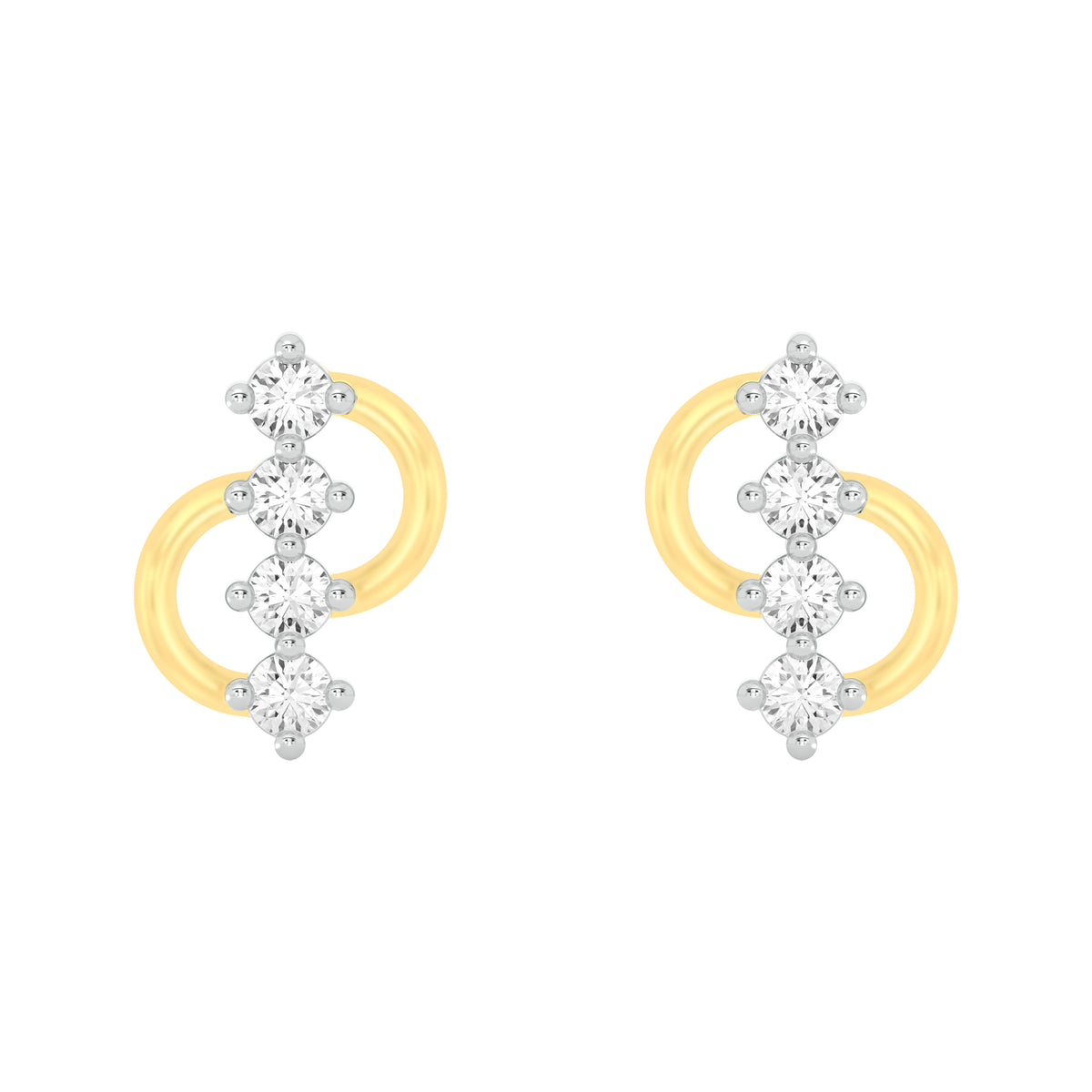 18k Yellow Gold and Diamond Stud with gold weight of 1.31g