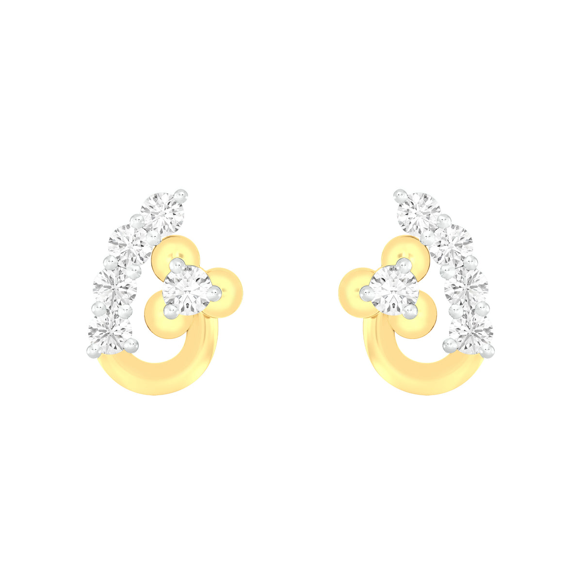 18k Yellow Gold and Diamond Stud with gold weight of 1.84g
