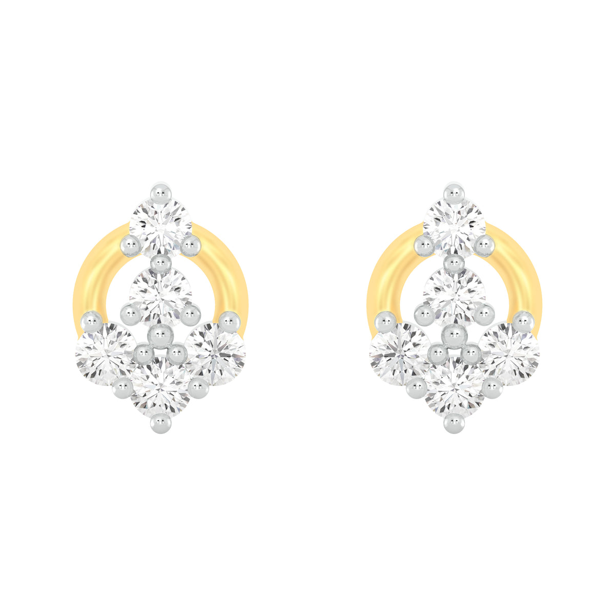 18k Yellow Gold and Diamond Stud in minimalist style with gold weight of 1.59g