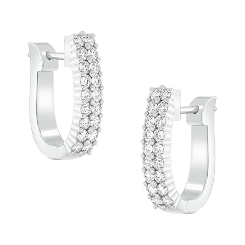 18k White Gold and Diamond Huggies and total gold weight of 3.02g