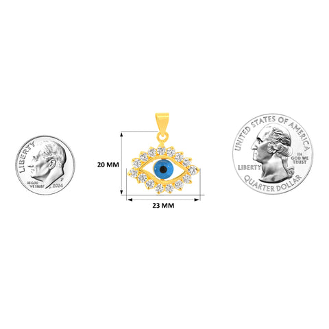 22K Yellow Cubic Zirconia Religious Evil Eye Medium Pendant with gold weight of 3.21g