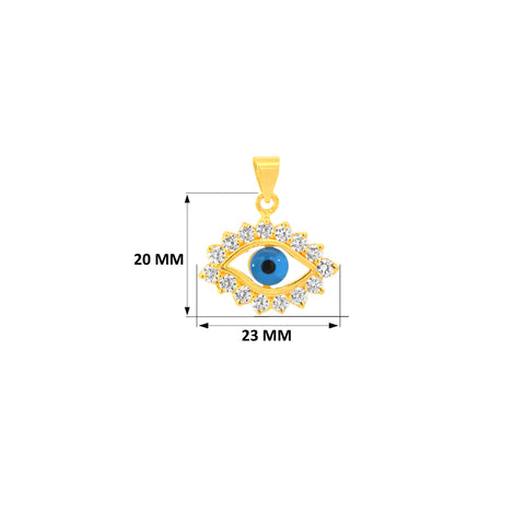 22K Yellow Cubic Zirconia Religious Evil Eye Medium Pendant with gold weight of 3.21g