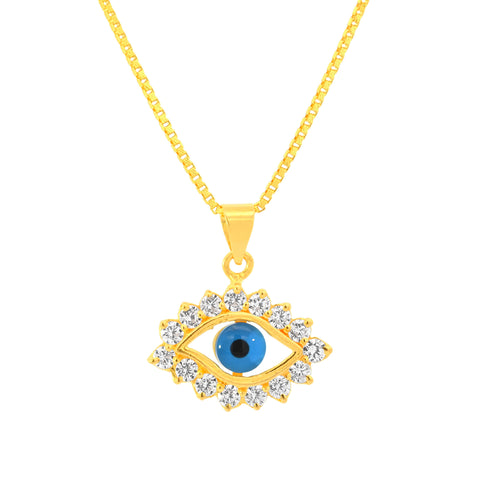 22K Yellow Cubic Zirconia Religious Evil Eye Medium Pendant with gold weight of 3.21g