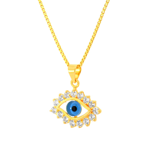22K Yellow Cubic Zirconia Religious Evil Eye Medium Pendant with gold weight of 3.21g