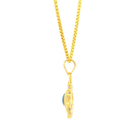 22K Yellow Cubic Zirconia Religious Evil Eye Medium Pendant with gold weight of 3.21g