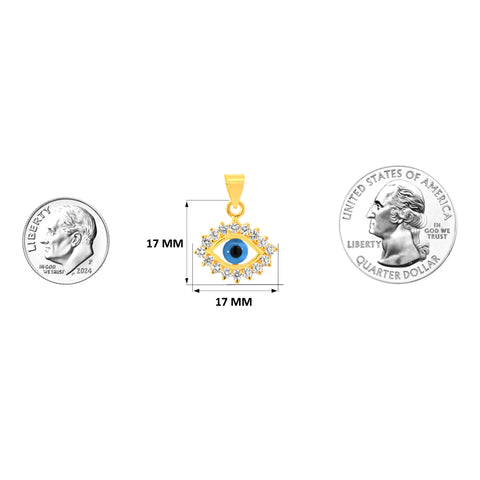 22K Yellow Cubic Zirconia Religious Evil Eye Small Pendant with gold weight of 2.17g