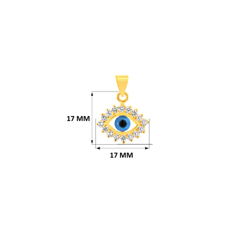 22K Yellow Cubic Zirconia Religious Evil Eye Small Pendant with gold weight of 2.17g