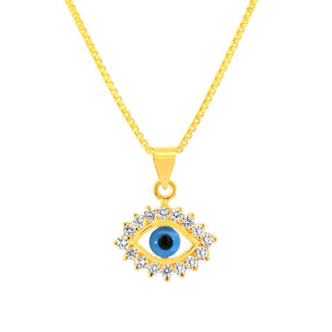 22K Yellow Cubic Zirconia Religious Evil Eye Small Pendant with gold weight of 2.17g