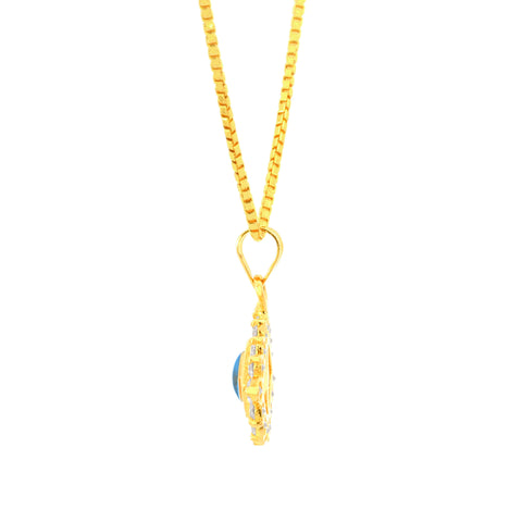 22K Yellow Cubic Zirconia Religious Evil Eye Small Pendant with gold weight of 2.17g