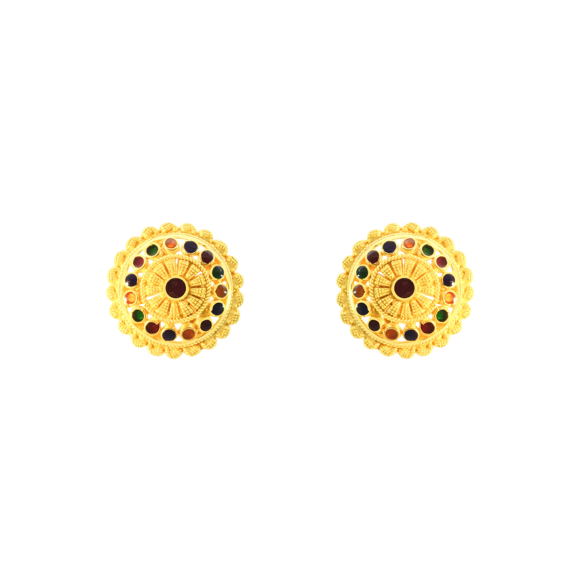 22k Yellow Gold Meenakari Earrings with gold weight of 6.94g