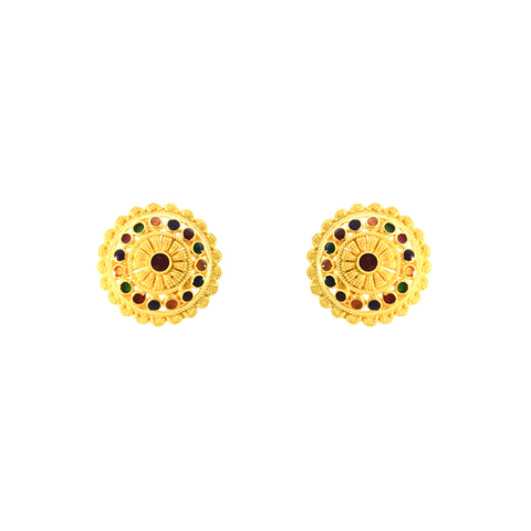 22k Yellow Gold Meenakari Earrings with gold weight of 6.94g