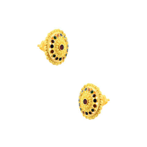 22k Yellow Gold Meenakari Earrings with gold weight of 6.94g
