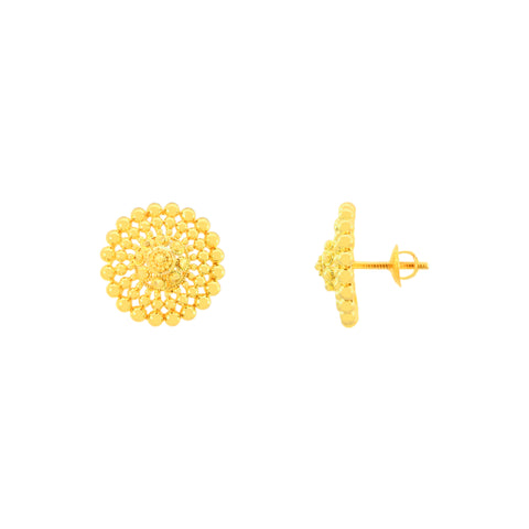 22k Yellow Gold Filigree Earrings with gold weight of 5.82g