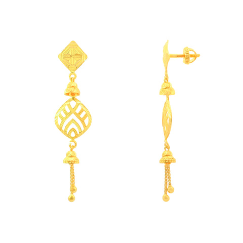 22k Yellow Gold Dangler Earrings with gold weight of 4.35g