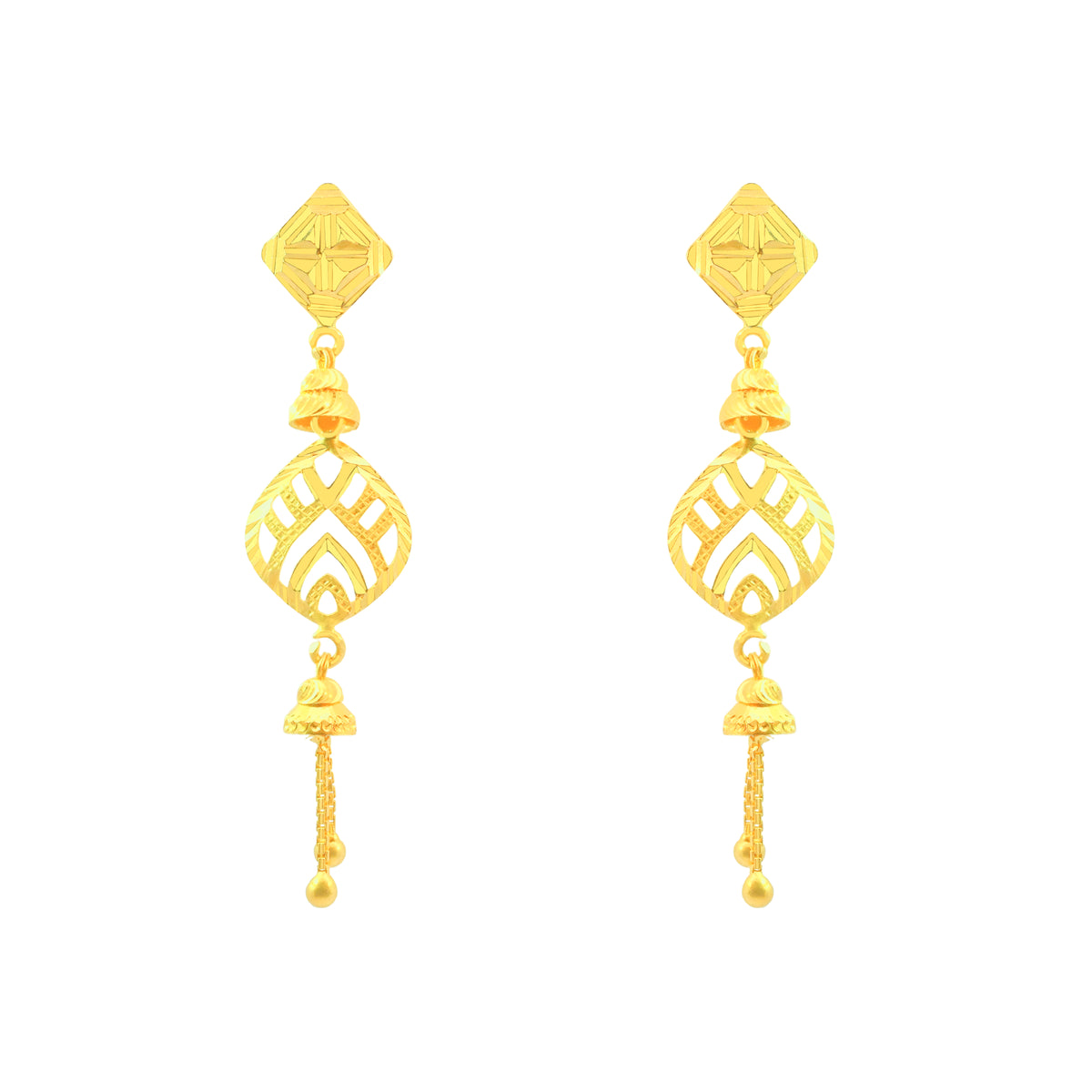22k Yellow Gold Dangler Earrings with gold weight of 4.35g