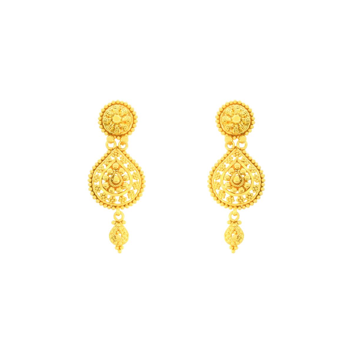 22k Yellow Gold Dangler Earrings with gold weight of 7.37g