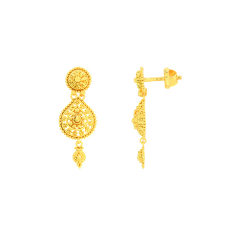22k Yellow Gold Dangler Earrings with gold weight of 7.37g