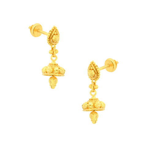 22k Yellow Gold Dangler Earrings with gold weight of 2.94g