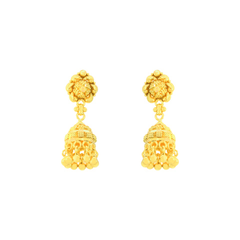 22k Yellow Gold Jhoomkas Earrings with gold weight of 5.78g
