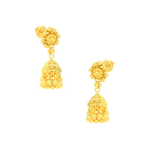 22k Yellow Gold Jhoomkas Earrings with gold weight of 5.78g