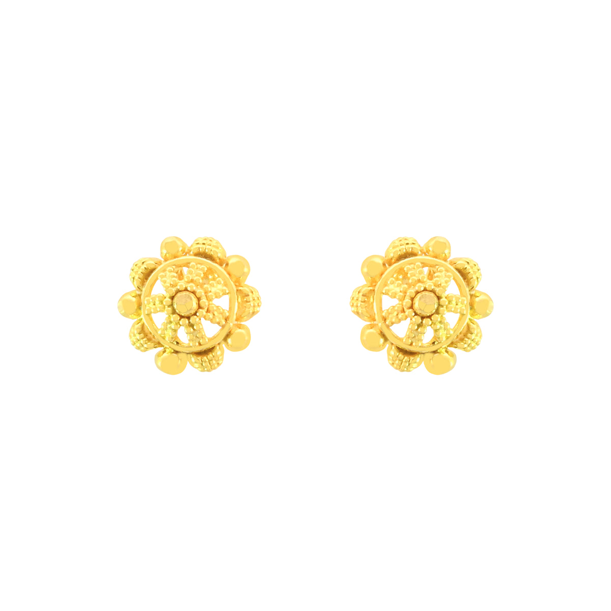 22k Yellow Gold Filigree stud Earrings with gold weight of 1.81g