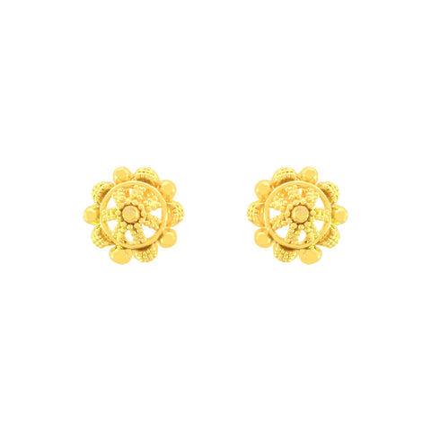 22k Yellow Gold Filigree stud Earrings with gold weight of 1.81g