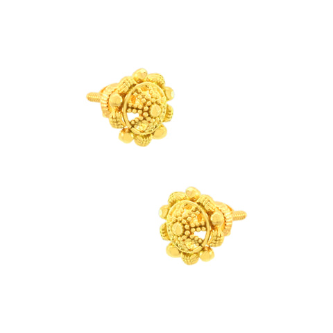 22k Yellow Gold Filigree stud Earrings with gold weight of 1.81g