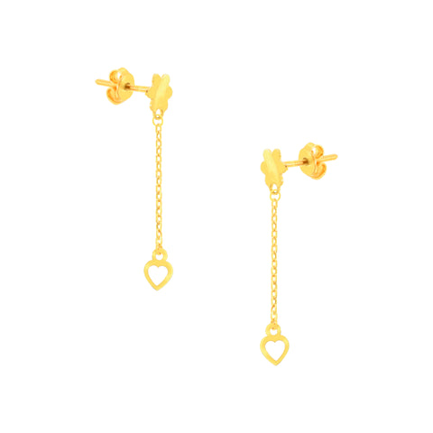 22k Yellow Gold Dangler Fancy Earrings with gold weight of 1.8g
