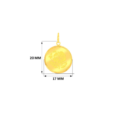 22K Yellow Gold Floral Pendant and Earrings Set
