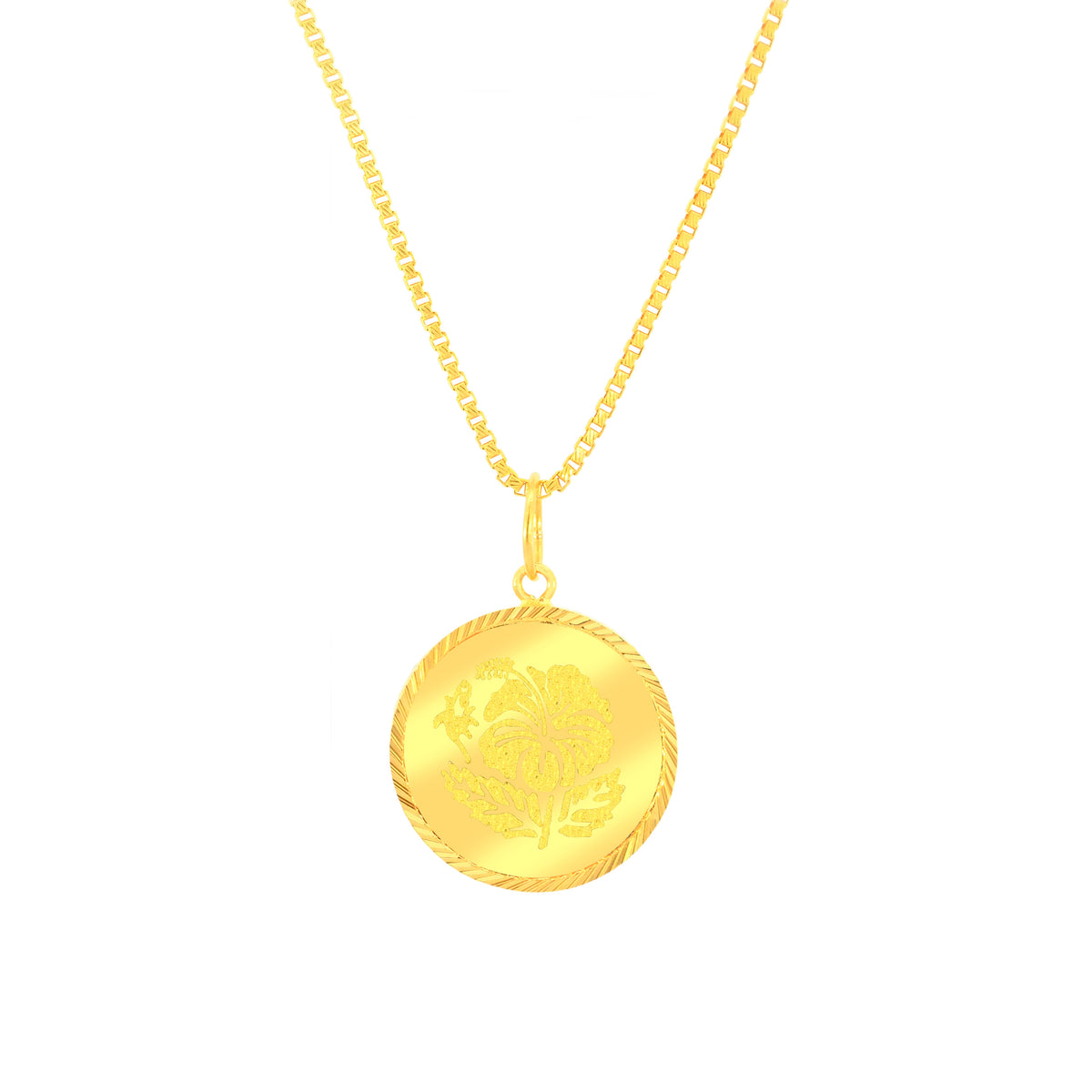 22K Yellow Gold Floral Pendant and Earrings Set
