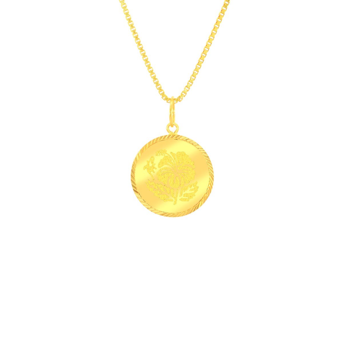 22K Yellow Gold Floral Pendant and Earrings Set