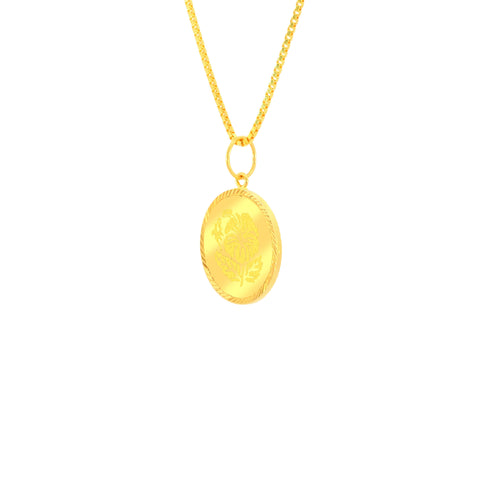 22K Yellow Gold Floral Pendant and Earrings Set