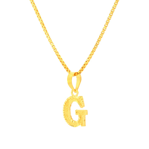 22K Yellow Gold Initial G Pendant with gold weight of 0.82g