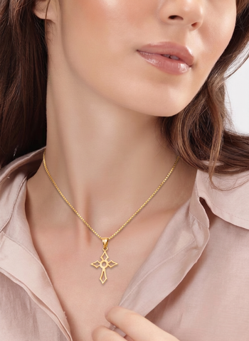 22K Yellow Gold Cross Pendant with gold weight of 0.64g