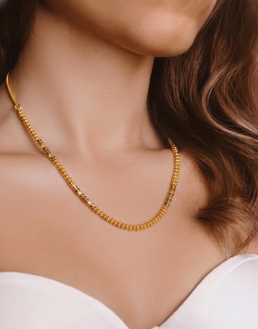 22K Yellow Gold Meenakari Contemporary Necklace